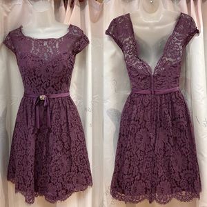 Short lace purple a-line dress size 4 NWT